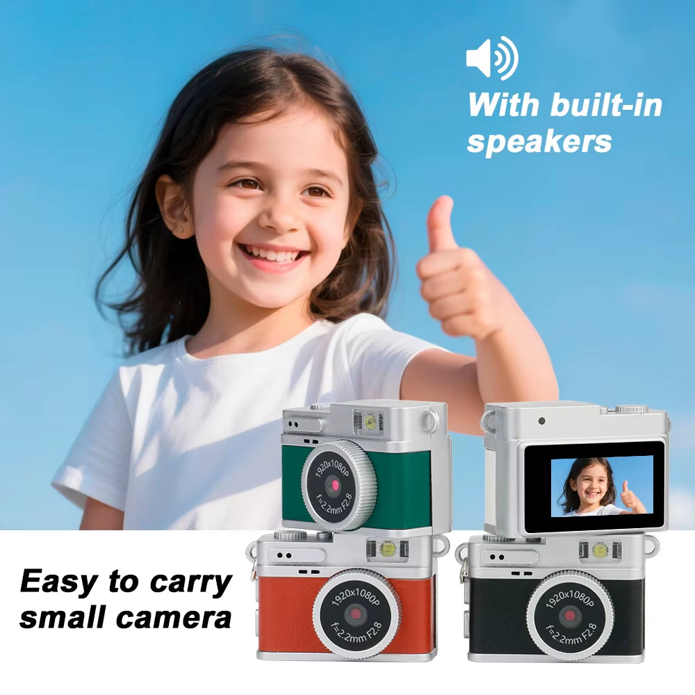 PixelSnap™ Retro Pocket Digital Camera  1080P Mini Video Camera with IPS Display & LED Flash