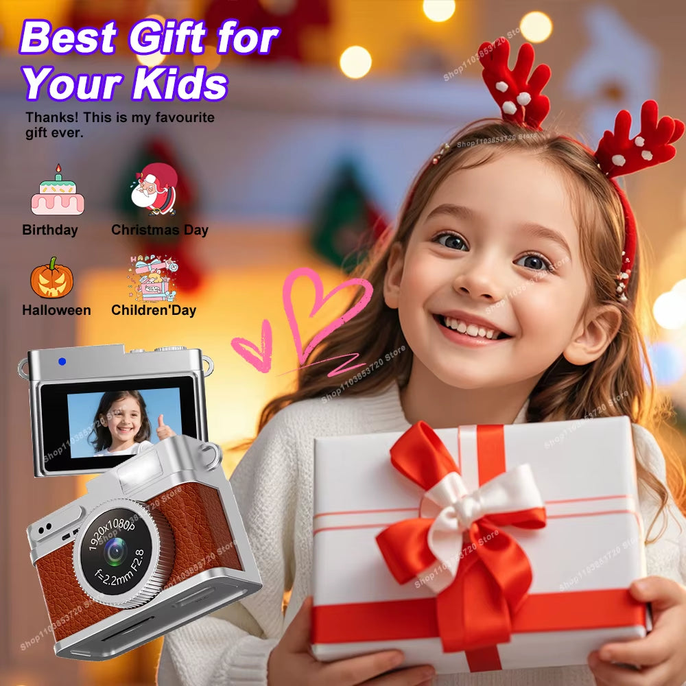PixelSnap™ Retro Pocket Digital Camera  1080P Mini Video Camera with IPS Display & LED Flash