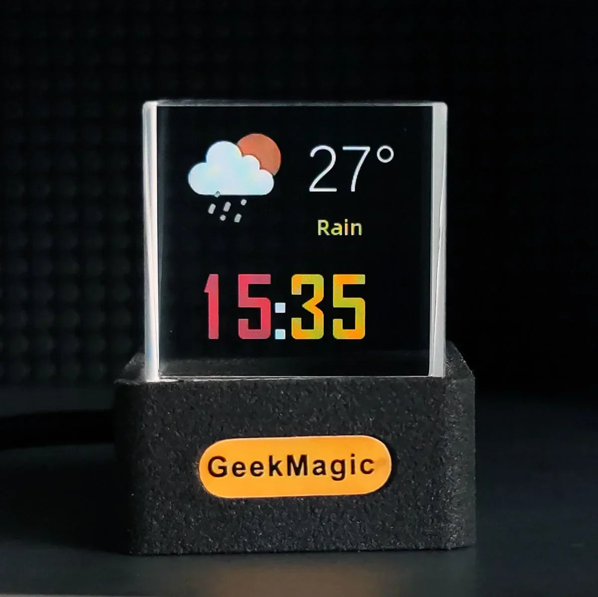 CrystalView™ Smart GIF Cube – Holographic Photo Display, Digital Clock & Weather Station
