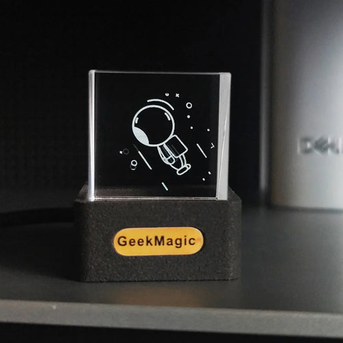 Geekmagic GIFTV Crystal Cube Photo Display Holographic Desktop Smart Weather Station Digital Clock with GIF Animations Album