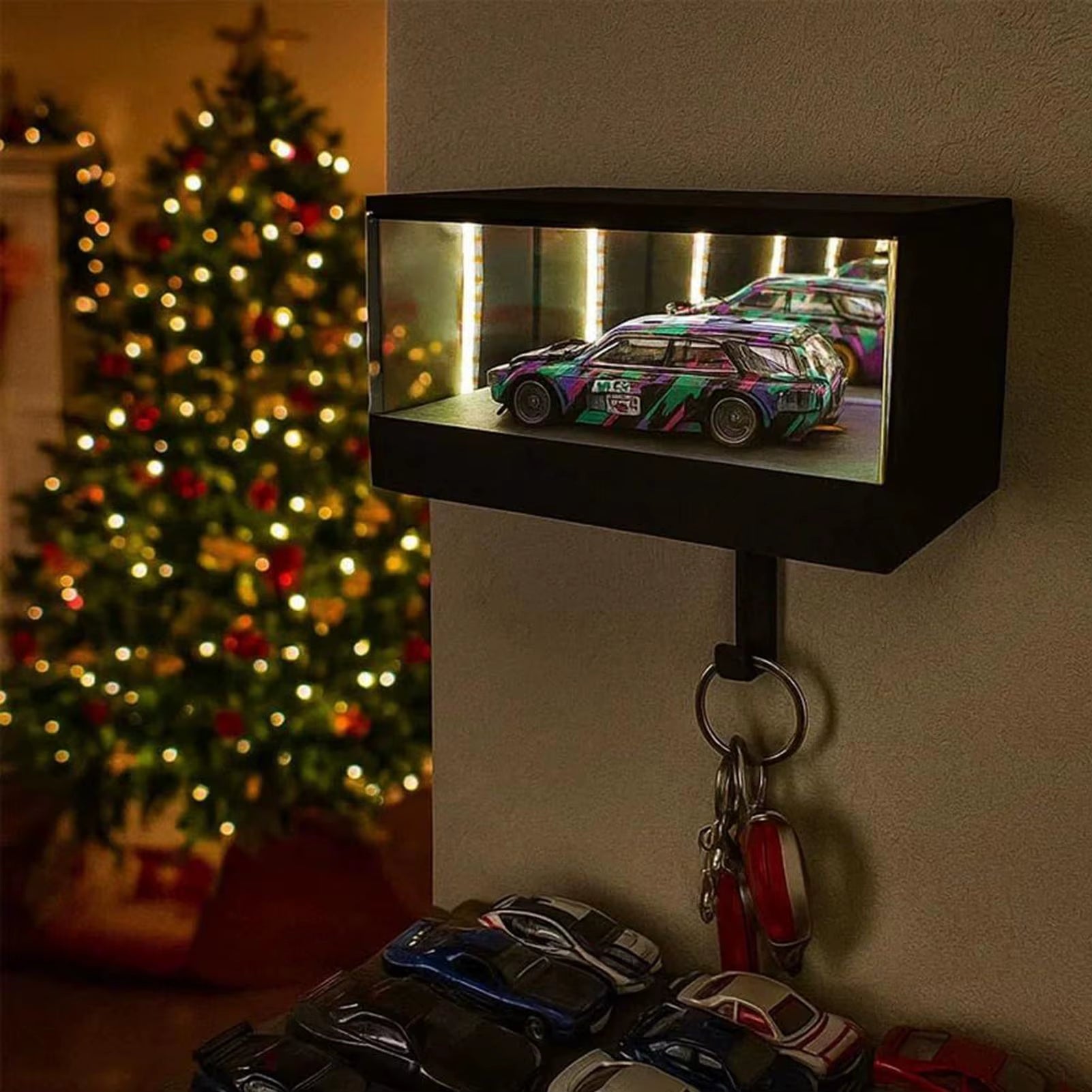 GarageGlow™ LED Infinity Mirror Car Key Holder – Wall Mounted Garage & Entryway Key Hanger with Soft White Light
